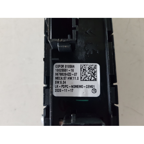 96788264ZD -07 PULSANTIERA COMANDO ALZA VETRO ANTERIORE SINISTRA PEUGEOT 208