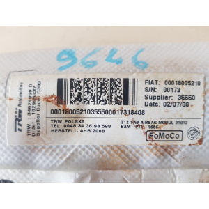 00018005210 00018005210 AIRBAG SEDILE ANTERIORE DESTRO DX FIAT 500 2010 