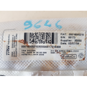00018005210 00018005210 AIRBAG SEDILE ANTERIORE DESTRO DX FIAT 500 2010 