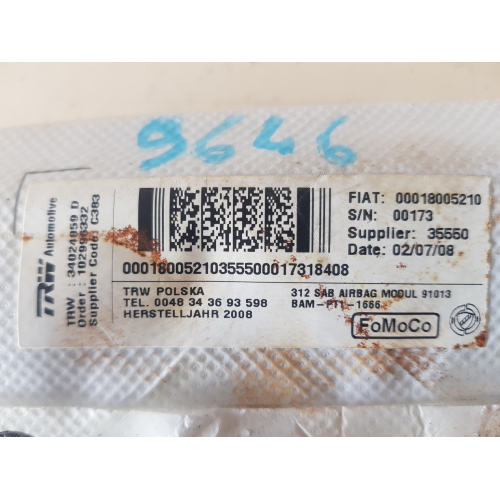 00018005210 00018005210 AIRBAG SEDILE ANTERIORE DESTRO DX FIAT 500 2010 
