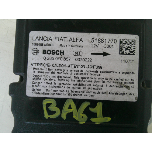 51881770 CENTRALINA AIRBAG FIAT DOBLO 1.6 D 2013 0285010857
