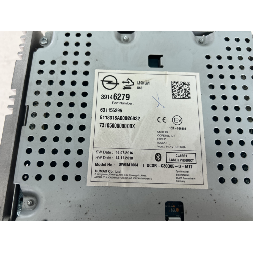39146279 RADIO AUTORADIO OPEL CORSA E 1.2 1200 BENZINA B12XER 631156296 DA0126200/14