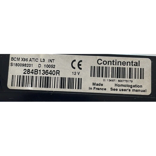 284B13640R CENTRALINA BODY COMPUTER BCM RENAULT MEGANE III 1.5 D 81KW 2010 S180098201